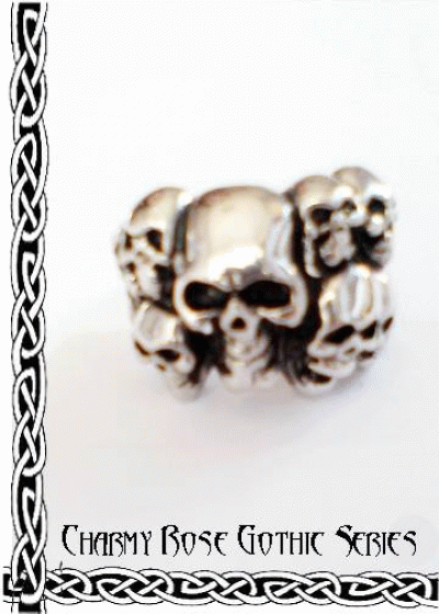Стоманен готик пръстен Skulls 2- размер 23
